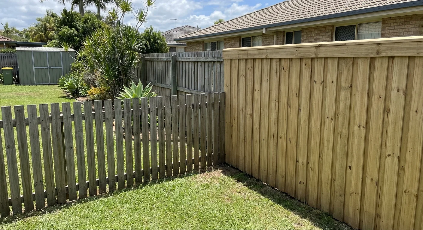 Side-by-side comparison of paling fence and lapped and capped fence styles